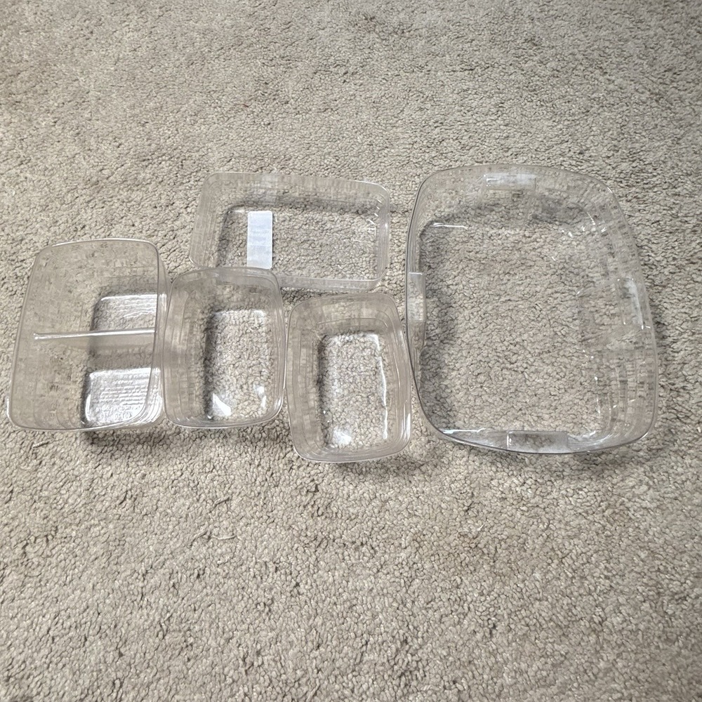 Longaberger Basket Liners Protectors Clear Plastic 5 Pc Various Sizes Divided